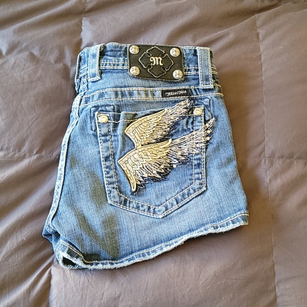Miss Me Jean shorts with bling Wing design